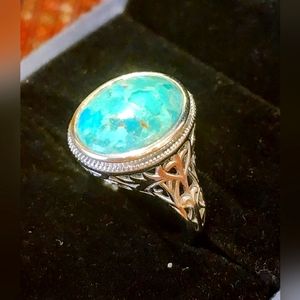 Turquoise and Sterling Silver ladies ring size 7.